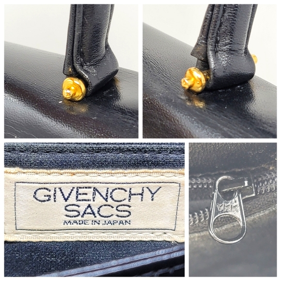 Vintage Givenchy Top Handle Kelly Black Leather Medium Tote Hand Bag Authentic - Picture 7 of 13